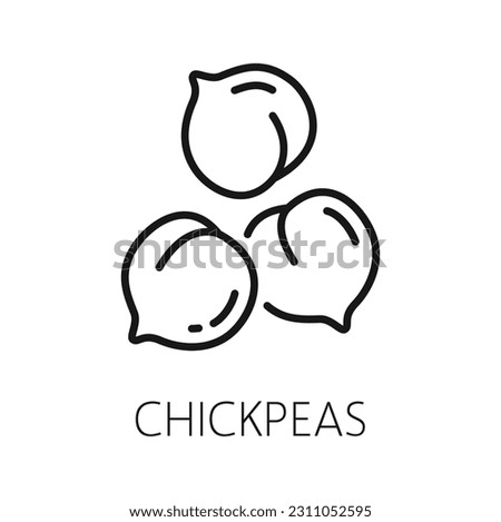 Ckickpea organic healthy food isolated outline icon. Vector chick pea superfood, bengal beans, protein snack, vegetarian peas Royalty-Free Stock Photo #2311052595