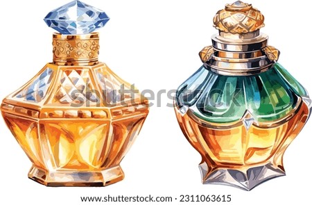 Perfume clipart, isolated vector illustration.