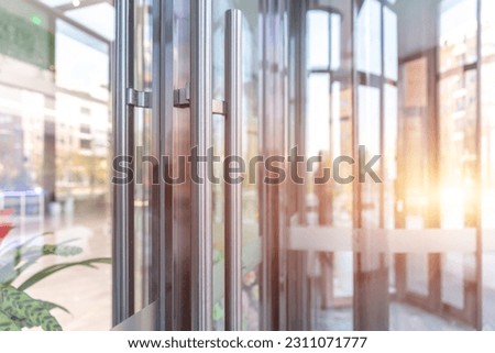 glass door of modern building
