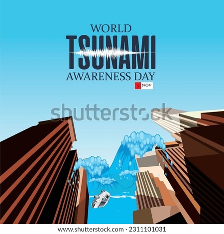World Tsunami Awareness Day vector illustration