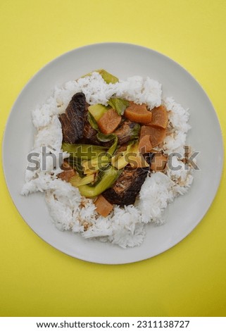 Asian beef brisket with vegetables and rice