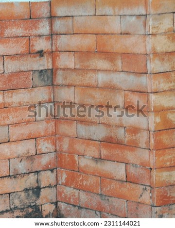The wall is composed of bricks with warm orange tones