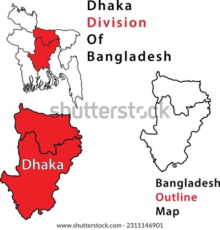 bangladesh Dhaka city map, dhaka division, bangladeshi map, Dhaka pinned on a map of Asia, High Quality map of Dhaka is a division of Bangladesh, outline, contour