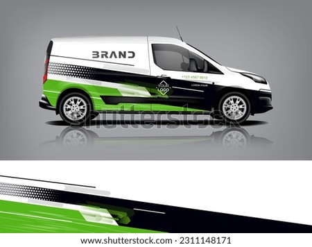 Car decal design vector. Graphic abstract stripe racing background kit designs for wrap vehicle, race car, rally, adventure and livery dekal a1 Royalty-Free Stock Photo #2311148171