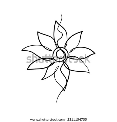 Continuous one line art drawing of beauty lotus flower, Hand drawn single line lotus flowers