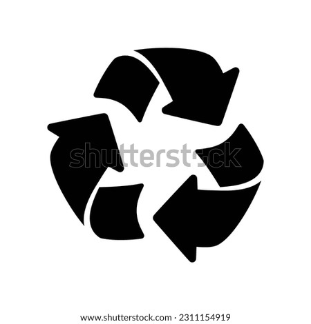 Recycle sign symbol vector illustration. Recycle Line art black and white