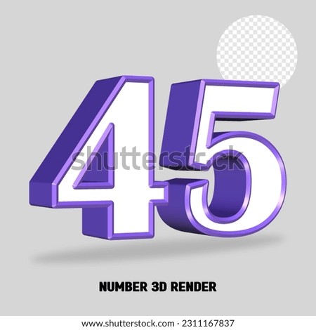3D render number purple white color