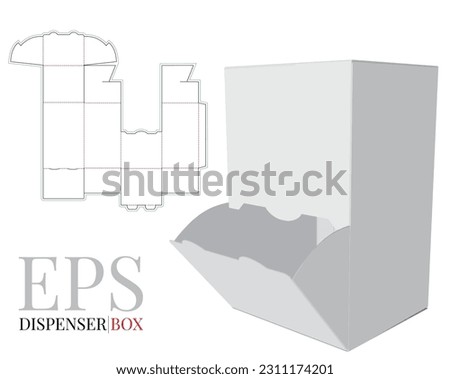 Dispenser Box, Cardboard Display Box Template with die cut lines. Vector with die cut, laser cut. White, blank, clear, isolated mock-up on white background with perspective view. Packaging Design Royalty-Free Stock Photo #2311174201