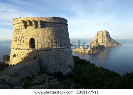 Es Vedra, torre des Savinar (Torre del Pirata). sant Josep de Sa Talaia.Ibiza.Islas Pitiusas.Baleares.España. Royalty-Free Stock Photo #2311177911