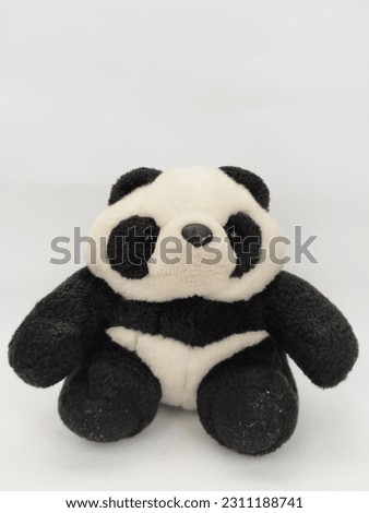 Panda doll in black and white on a white background