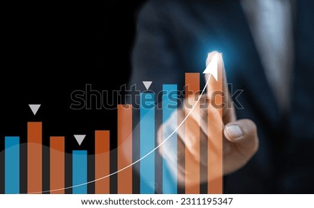 Businessman with finance economic analysis growth, money, global economic, trader investor, business financial growth, stock market, Investments funds, price, graph, sales, profit, investment concept