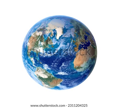 Blue planet earth Atlantic ocean zone. isolated on white background. Clipping path. Elements of this image furnished by NASA. Royalty-Free Stock Photo #2311204325