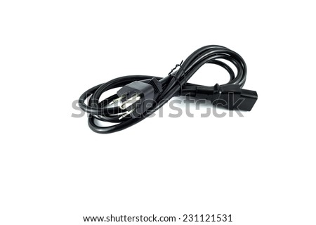 Power cable computer on white background
