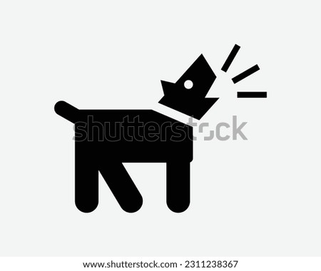 Dog Barking Icon. Puppy Barking Guard Aggressive Howl Beware Danger Hazard Caution Sign Symbol Black Artwork Graphic Illustration Clipart EPS Vector Royalty-Free Stock Photo #2311238367