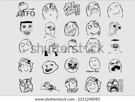 Internet Meme Emotional Face Stickers Stock Vector (Royalty Free)  2311248985
