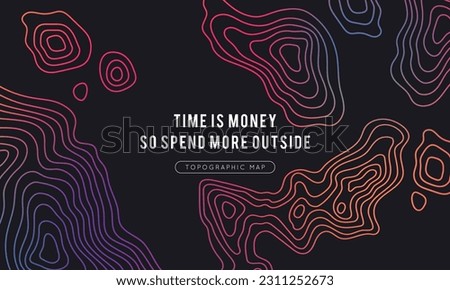 Colorful background of topographic line map. Vector line pattern of wood rings countour. Outline pattern for outdoor concept templates. Contours of tree, concepts for geographic background. Royalty-Free Stock Photo #2311252673