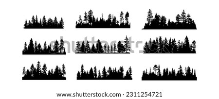 Forest tree silhouettes collection. Pine trees horizontal pattern panorama background. Vector illustration Royalty-Free Stock Photo #2311254721