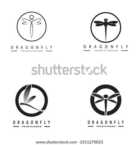 Dragonfly Logo Vector icon illustration design template