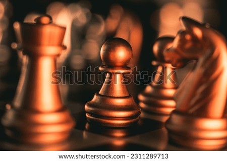 A closeup of the chess pieces on the board.