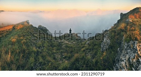 woman enjoying the beauty of nature in a picturesque canyon. Landscape of Ukraine