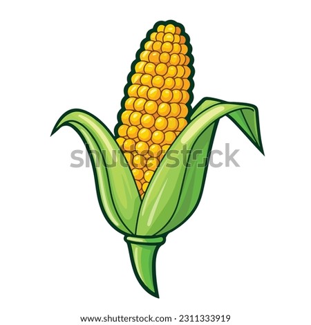 Corn icon in cartoon style isolated on white background. Food symbol vector illustration