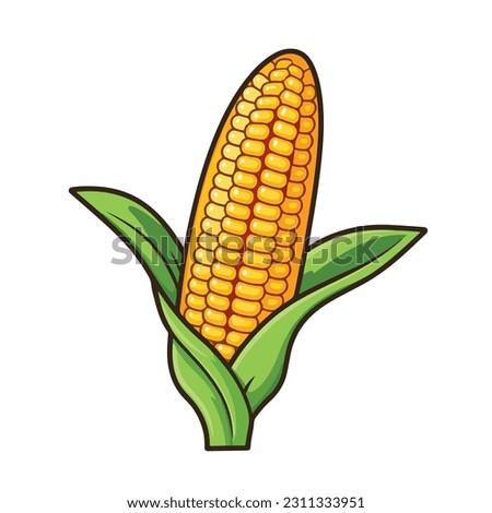 Corn icon in cartoon style isolated on white background. Food symbol vector illustration