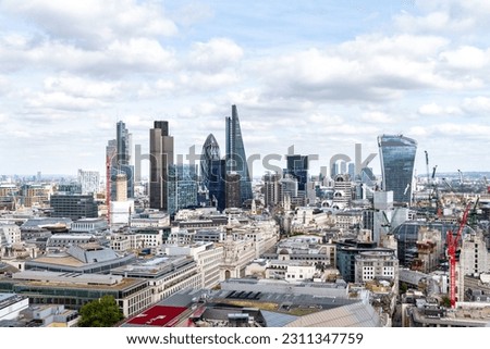 Beautiful cityscape of London with highrise modern buildings, England