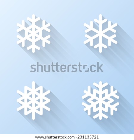 Flat snowflake icons. Vector illustration