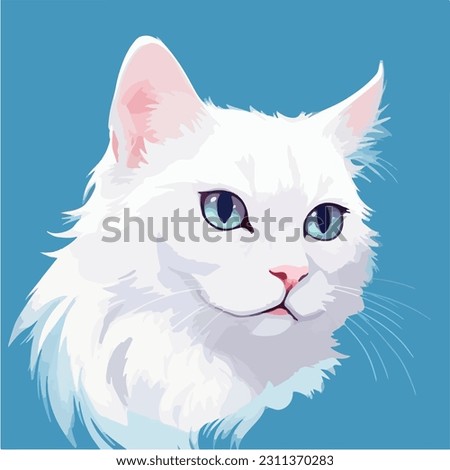 cat face portrait. cute white cat. vector illustration.
