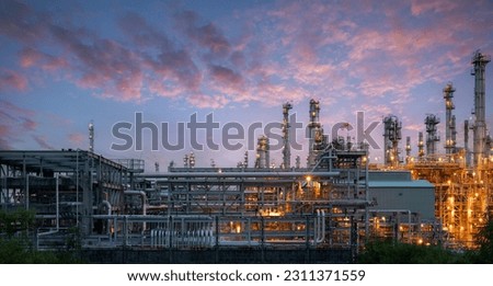 Industrial view, oil refining equipment, oil and gas refineries, oil and gas refineries, tubing plants and tank fields. Royalty-Free Stock Photo #2311371559