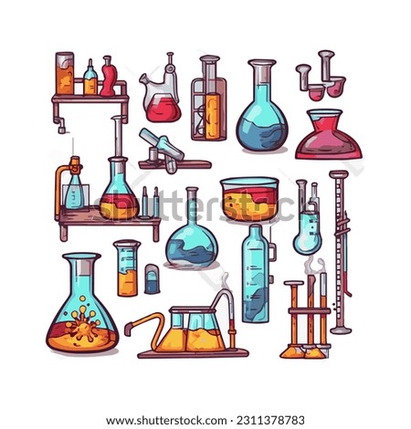 Scientists with simple characters are experimenting with huge experimental equipment. flat design style minimal vector illustration.