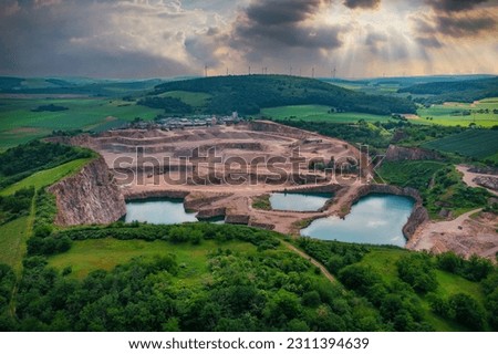 Bird's-eye view of a quarry near Neu Bamberg - Germany in Rhineland-Palatinate Royalty-Free Stock Photo #2311394639