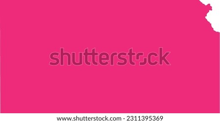 PINK CMYK color detailed flat map of the federal state of KANSAS, UNITED STATES OF AMERICA on transparent background