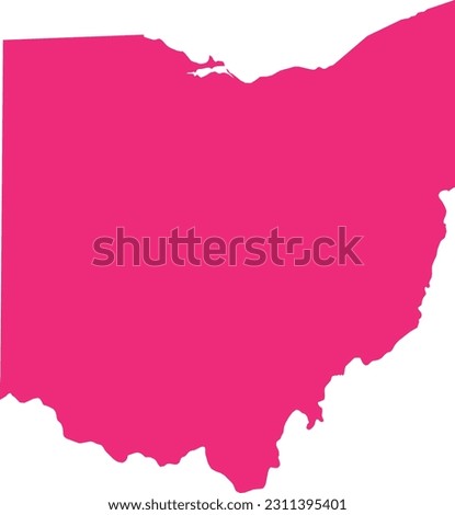 PINK CMYK color detailed flat map of the federal state of OHIO, UNITED STATES OF AMERICA on transparent background