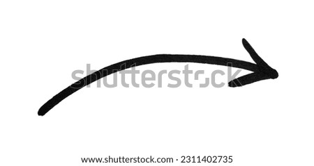 Arrow drawn with black marker on white background, top view Royalty-Free Stock Photo #2311402735
