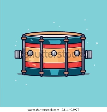 Drum Snare With Sticks Music Cartoon Vector Icon Illustration. Music Instrument Icon Concept Isolated Premium Vector. Flat Cartoon Style