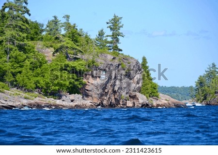Scenery along shore of Huckleberry Island during Summer