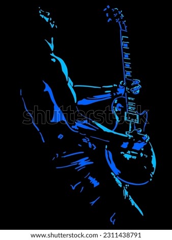 Colorful and high contrast rock guitarist. Vector illustration.