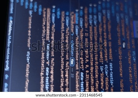Abstract shot screen of software developer programming script code. Programming code.