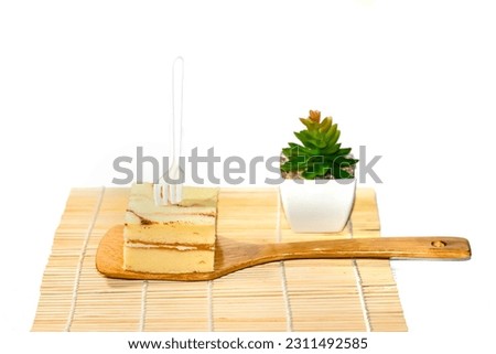 Bakery put on the bamboo mat ready for eat with relex time or holiday.concept isolated picture.