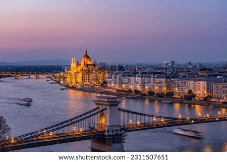 View Of Hungarian Parliament From The Buda Castle In Budapest. Royalty-Free Stock Photo #2311507651