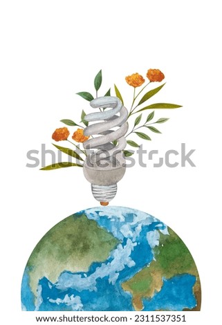 Planet Earth watercolor illustration. Symbol of life, nature, foundation, ecology, international events. Hand drawn watercolour painting on white background, isolated clip art element for design