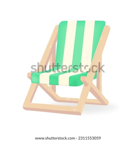 3d vector beach chair beach vacation and travel concept. Eps 10 vector, 3d render.