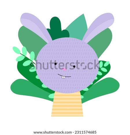 Cute funny rabbit. Hand drawn cartoon character. Scandinavian style flat design. Kids print element. Vector illustration.