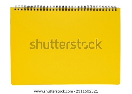yellow notebook isolated on white background, stationery for office