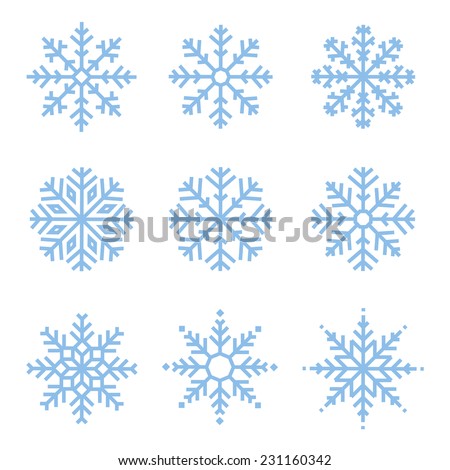 Various winter snowflakes vector set
