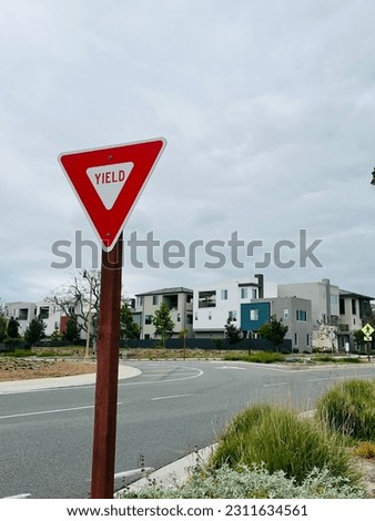 Red Yield triangular road sign