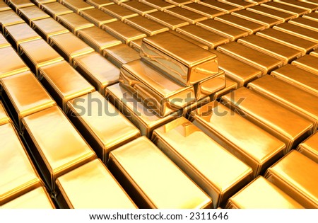 3d gold bars with gold floor
