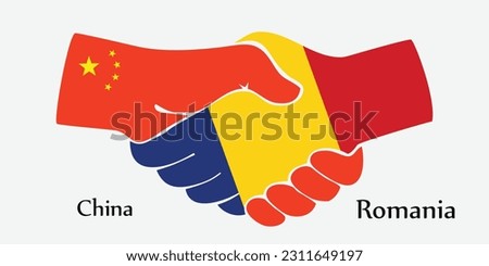 Design shake hands. Concept China and Romania the borth country a good contact, business, travel, transport and technology.