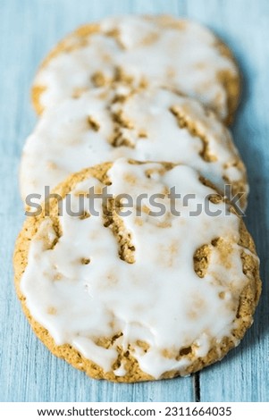 Homemade Oatmeal Cookies with milk icing sugar